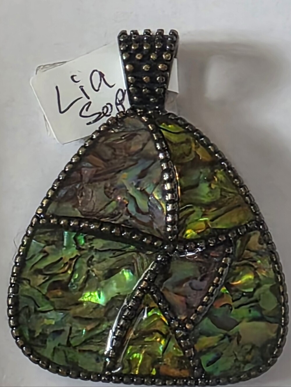 Lia Sophia Potpourri Abalone Shell Bronze Tone Mosaic Statement Pendant